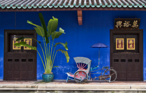 Blue walls of a Penang house