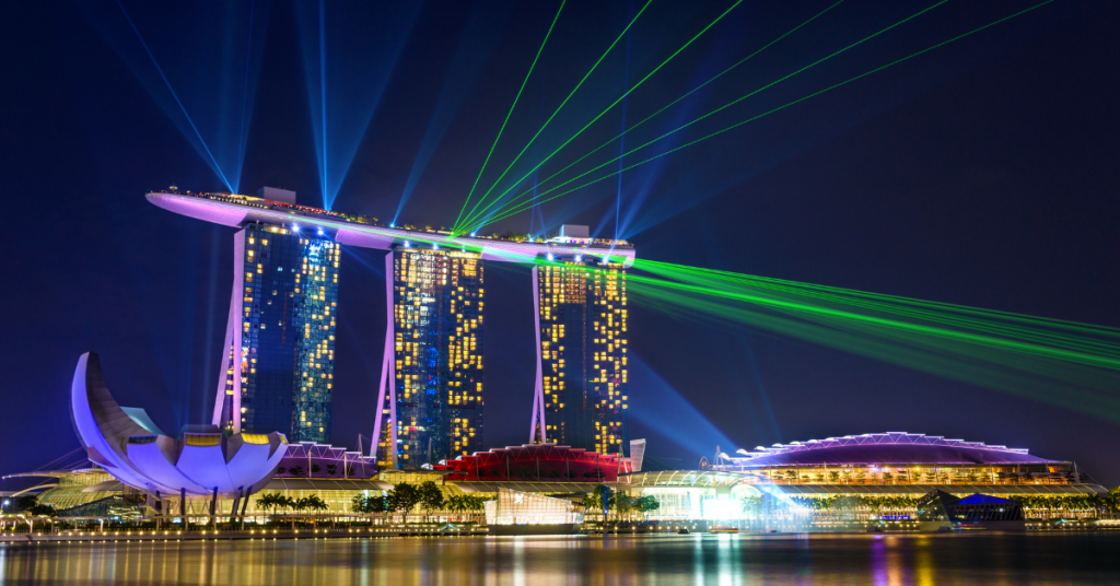 Marina Bay Sands at Night All Lit Up 